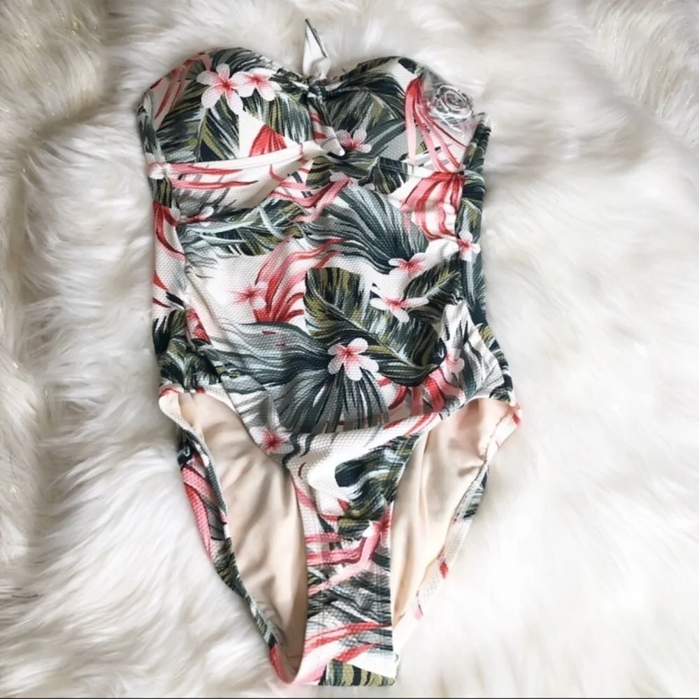 ?.Kona Sol Pique Bandeau One Piece Swimsuit - Kona Sol™ Multi